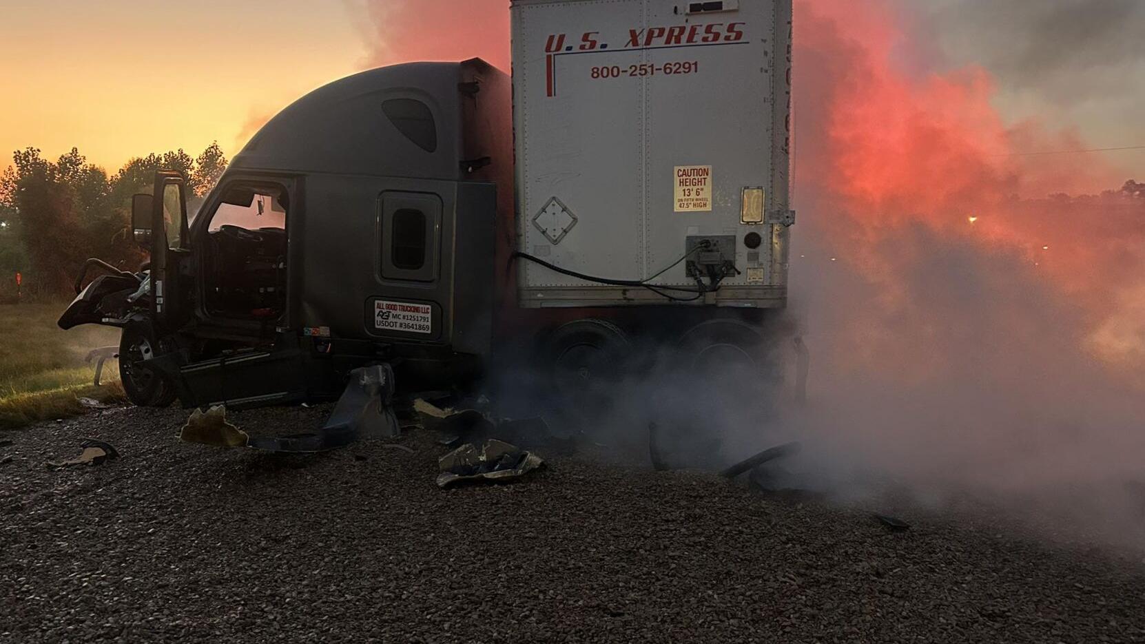 Update: All lanes open on I-10 west past Lobdell, after crash of commercial trucks